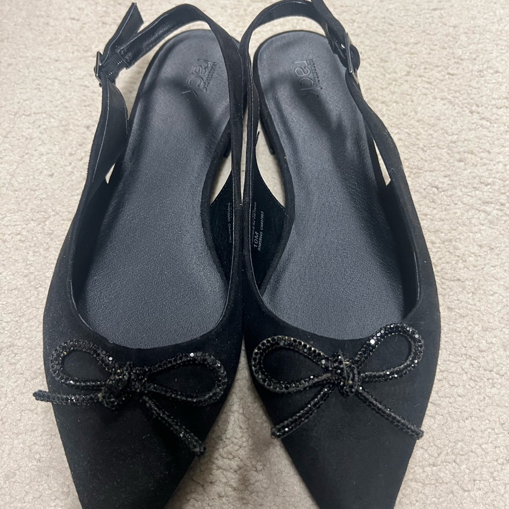 Chic Black Slingback Flats with Bow